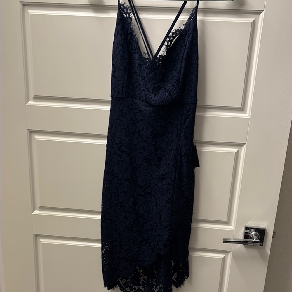 Lulu's Midnight Lace Midi Dress